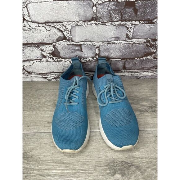 FITFLOP UBERKNIT Teal Blue Stretch Knit Mesh Wedge Sneakers Loafers Women 37EU/6 - Picture 11 of 16